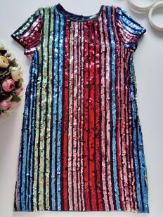 9,10 лет, рост 140 Красивое нарядное блестящее детское платье