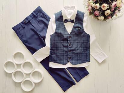 6,7 років, зріст 122 Нова сорочка, штани і жилетка (ошатний брючний костюм)