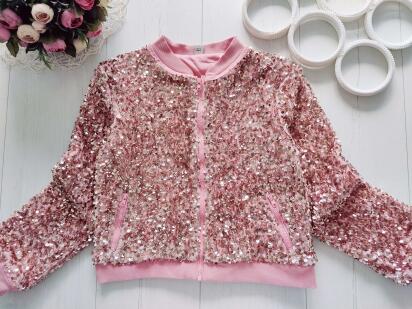 11 лет, рост 146 Нарядная кофта на молнии в пайетках