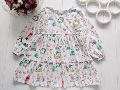 5,6 лет, рост 116 Трикотажное платье с рукавами