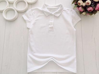 9,10 років, зріст 134,140 Біле поло дівчинці