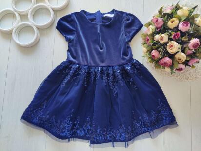 4,5 лет, рост 110 Нарядное синее платье для девочки