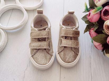 23 (14 см) Непромокальні кеди на липучках золотисті, непромокальні