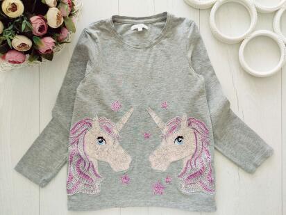 6,7 лет, рост 122 Лонгслив с единорогом