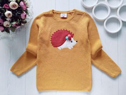 8 лет, рост 128 Свитер для девочки с ежиком котон