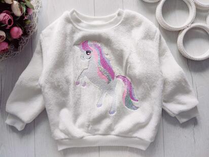 2,3 года, рост 98 Кофта- меховушка с единорогом
