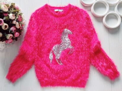 9,10 лет, рост 140 Свитер травка с блестящим единорогом