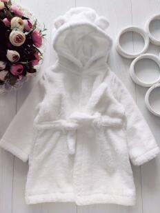 6,9 міс, зріст 74 Новий білий теплий махровий махровий дитячий халат котон
