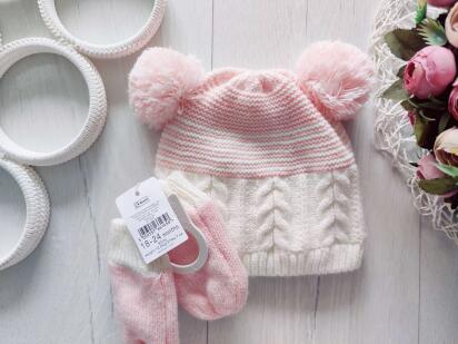 18,24 міс, зріст 92 Новий теплий зимовий набір на флісі шапка і рукавиці