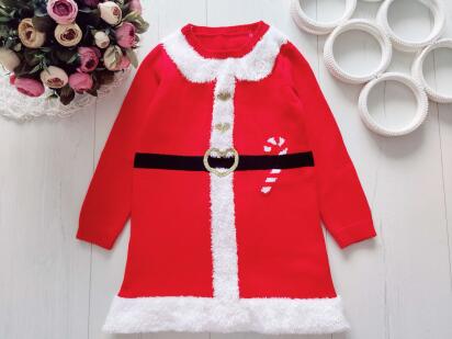 2,3 года, рост 92,98 Теплое вязаное новогоднее платье