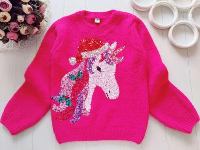 9 лет, рост 134 Новогодний свитер с единорогом пони