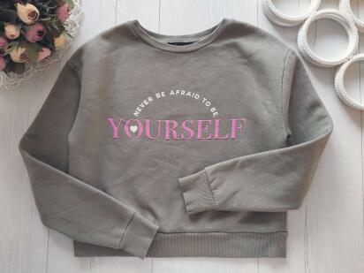 10,11 лет, рост 146 Свитшот на флисе хаки