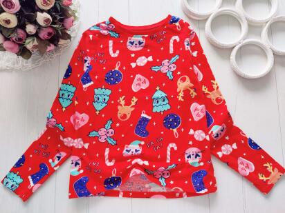 9,10 лет, рост 134,140 Красный новогодний реглан с оленями