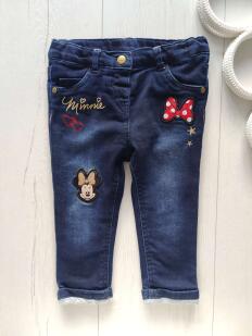 12 мес, рост 80 Утепленные детские джинсы стретч с микки