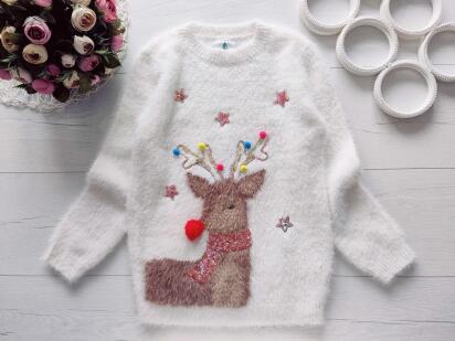 8,9 лет, рост 128,134 Новогодний свитер с оленем