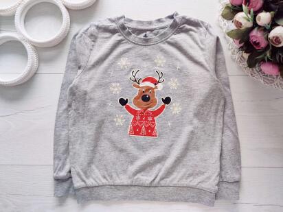 2,4 года, рост 98,104 Новоголний лонгслив с оленем