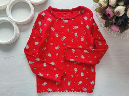 2,3 года, рост 92,98 Красный реглан с подарками в рубчик