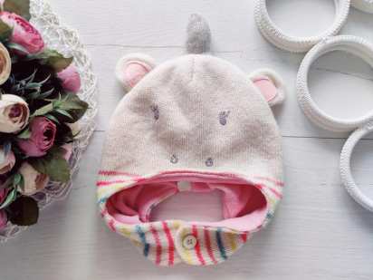 1-2 роки, Дитяча шапка на флісі для дівчинки єдиноріг