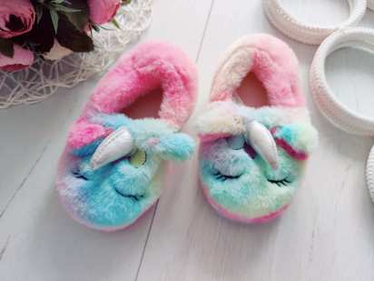 22-23 (14 см) Теплі домашні капці з єдинорогом для дівчинки на 2 роки