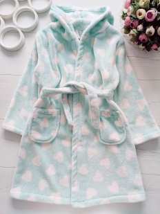 7,8 років, зріст 122,128 Теплий м'ятний халат у сердечках
