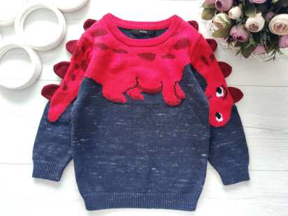 3,4 роки, зріст 98,104 Светр із динозавром для хлопчика