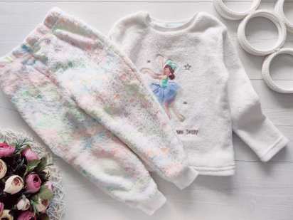 2,3 роки, зріст 92,98 Тепла махрова дитяча піжама для дівчинки, набірна