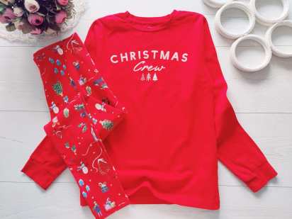 11,12 років, зріст 146,152 Новорічна дитяча складальна піжама