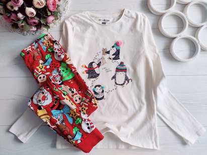 11,12 років, зріст 152 Новорічна дитяча набірна піжама