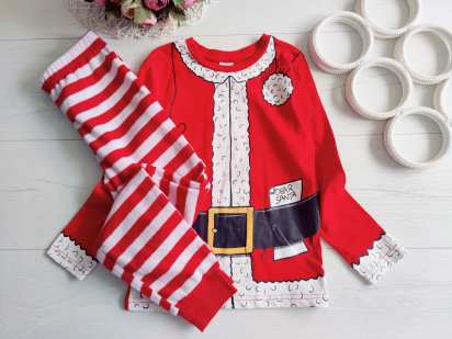 7,8 років, зріст 122,128 Новорічна складальна піжама санта для хлопчика