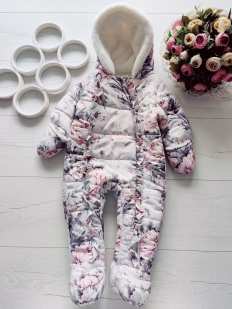 6,9 міс, зріст 68,74 Теплий комбінезон на синтепоні для дівчинки
