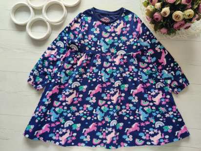 6,7 років, зріст 116,122 Трикотажна сукня в поні єдиноріг з рукавами