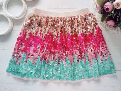 7,8 років, зріст 128 Красива дитяча блискуча спідниця в паєтках