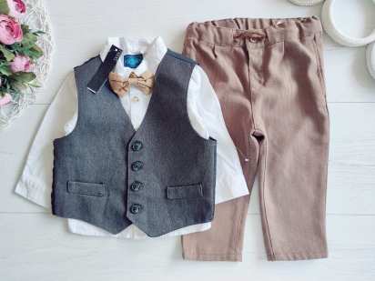 6,9 міс, зріст 74 Нова сорочка з метеликом, жилетка і штани