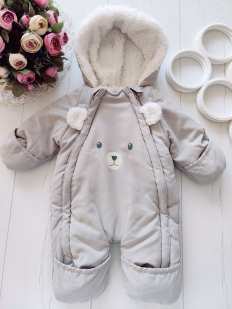 1-3 міс, зріст 56 Теплий комбінезон на синтепоні для новонародженого