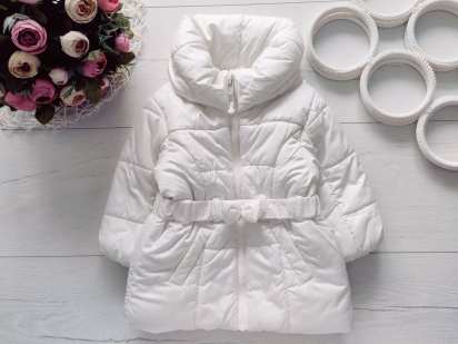 6,9 міс, зріст 74 Біла демісезонна курточка на синтепоні