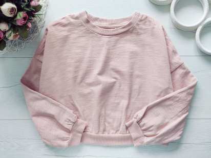 9 років, зріст 134 Ніжно рожевий щільний лонгслів оверсайз