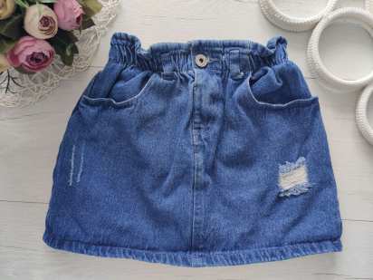 7,8 років, зріст 128 Дитяча джинсова спідниця на гумці