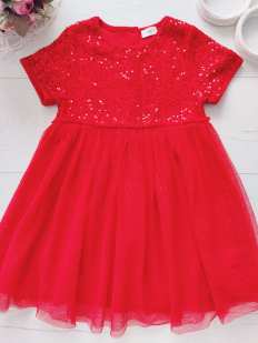 4,5 років, зріст 110 Червона пишна ошатна дитяча сукня в паєтках