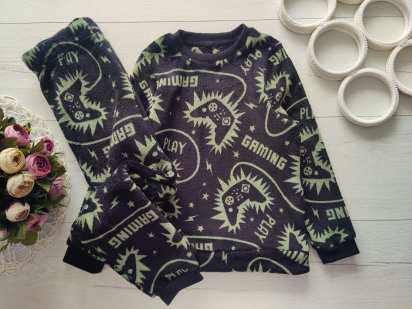 6,7 років, зріст 116,122 Тепла махрова піжама для хлопчика