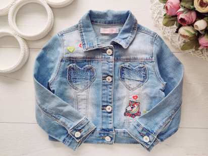 2 роки, зріст 92 Стретчева дитяча джинсовка з поні