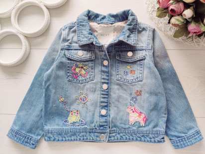 3,4 роки, зріст 104 Джинсівка на кнопках з єдинорогом