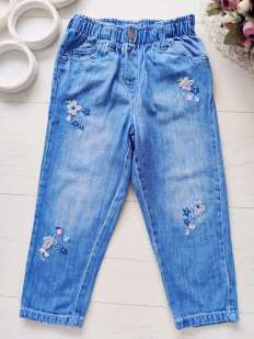 4,5 лет, рост 110 Свободные голубые джинсы на резинке для девочки
