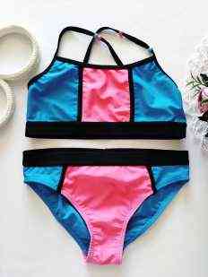 8,9 лет, рост 134 Детский раздельный купальник для девочки