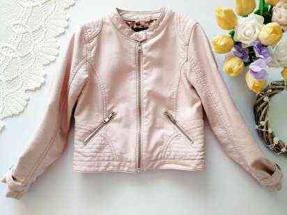 6,7 лет, рост 116,122 Пудровая кожанка