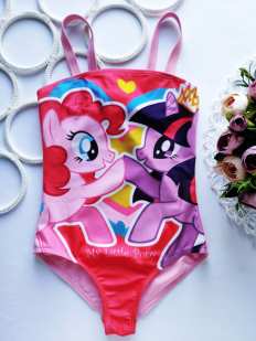 6-8 лет, рост 122-128 Купальник с пони