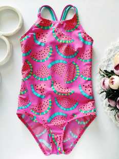 6,7 лет, рост 116,122 Купальник в арбузах