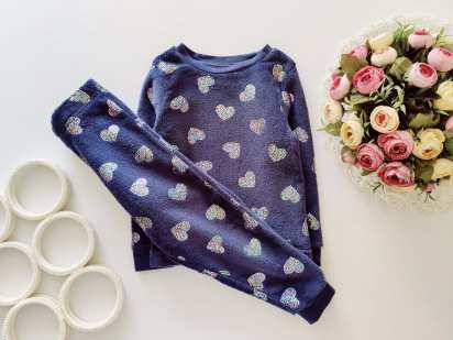 3,4 роки, зріст 98,104 Махрова піжама в серцях