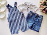 9,12 мес, рост 74,80 Ромпер, песочник и шорты джинсовые - зображення 1
