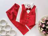 9,12 мес, рост 74,80 Нарядный бордовый костюм в полоску - зображення 1