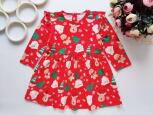 18,23 мес, Красное новогоднее платье в дед морозах, оленях, елках - зображення 1